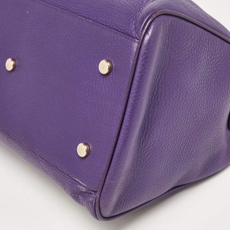 Pre Owned Dior Purple Leather Diorissimo Bowler Bag