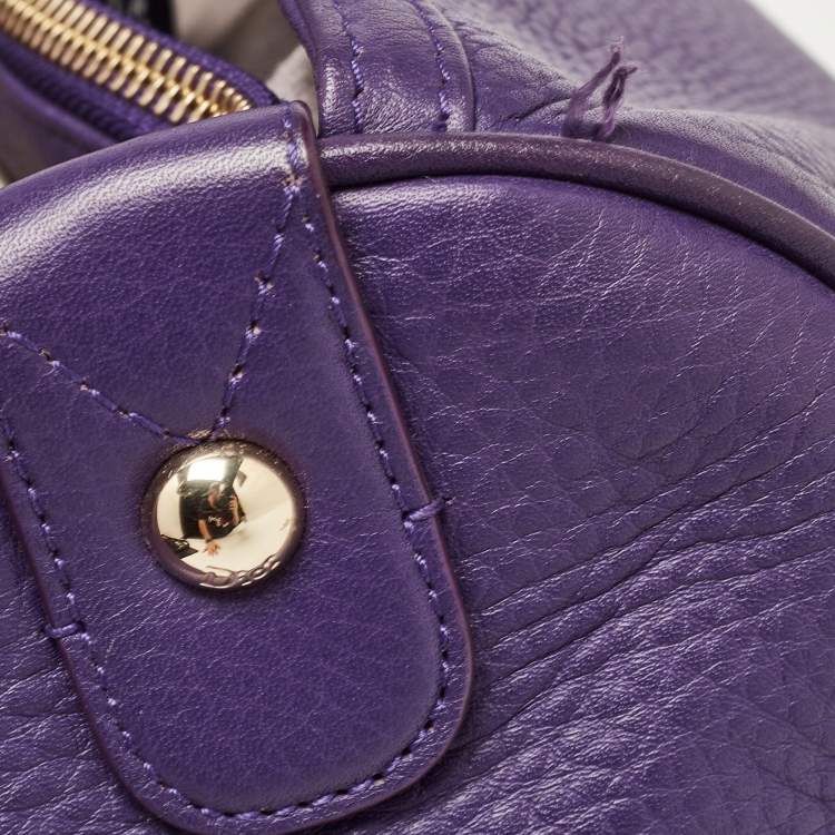 Pre Owned Dior Purple Leather Diorissimo Bowler Bag