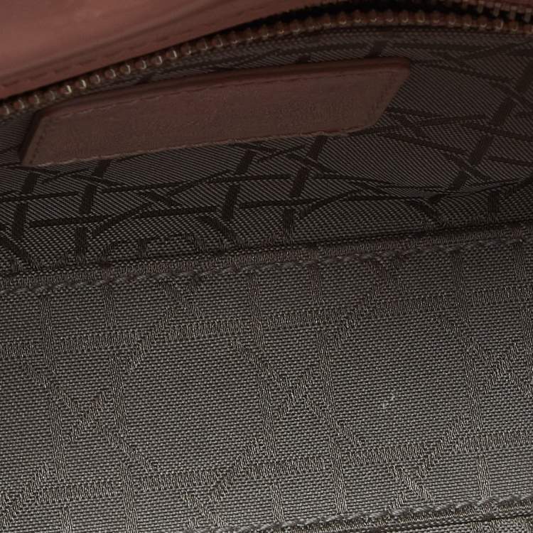 Pre Owned Dior Pink Cannage Patent Leather Mini Lady Dior Tote