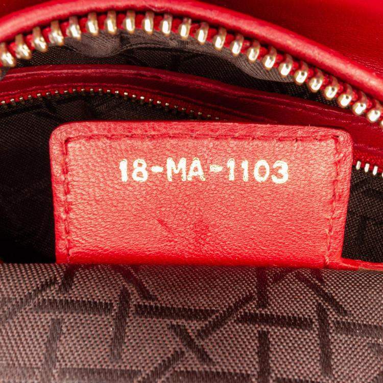 Pre Owned Dior Red Medium Lambskin Cannage Lady Dior