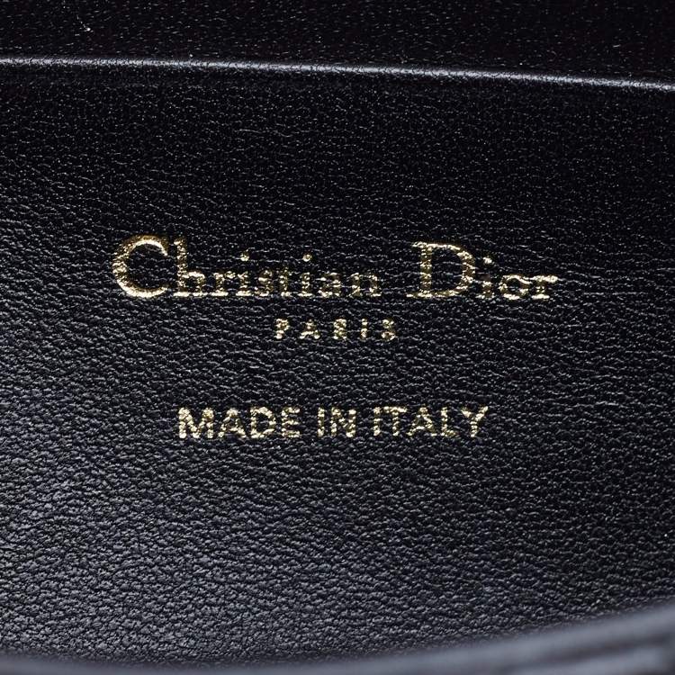 Pre Owned Dior Black Cannage Leather Flap Wristlet Clutch