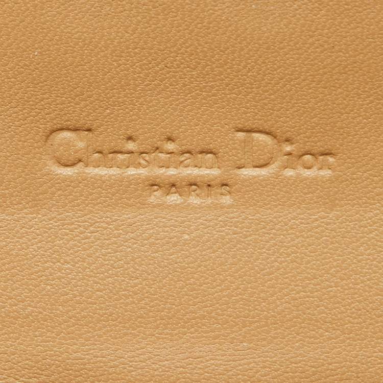 Pre Owned Dior Beige Cannage Patent Leather New Lock Wallet on Chain