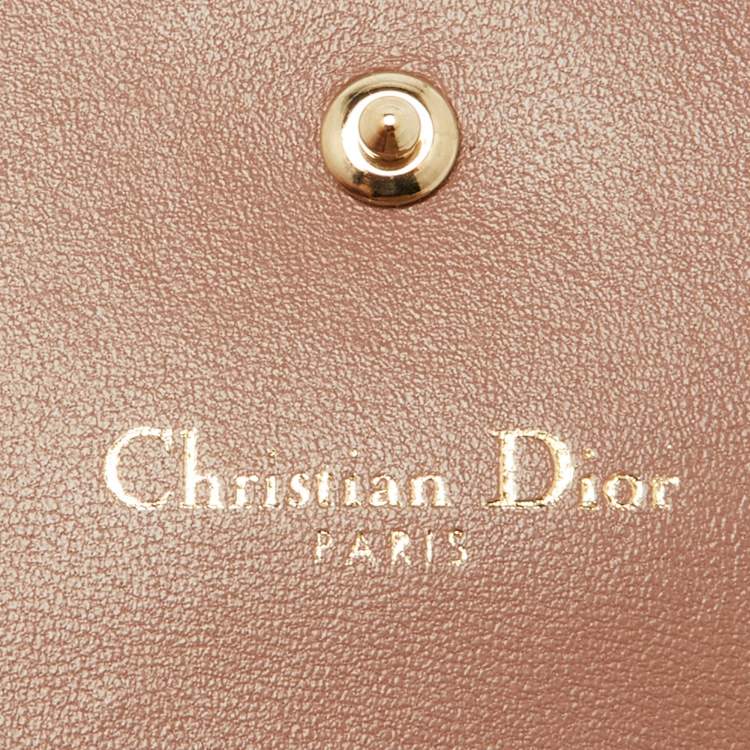Pre Owned Dior Old Rose Leather Diorama Trifold Wallet