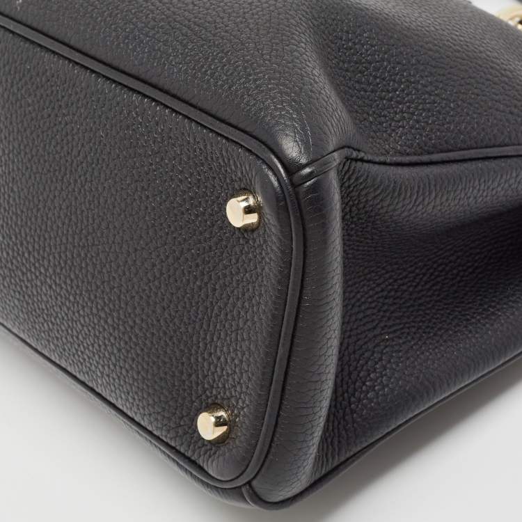 Pre Owned Dior Black Leather Medium Diorissimo Shopper Tote