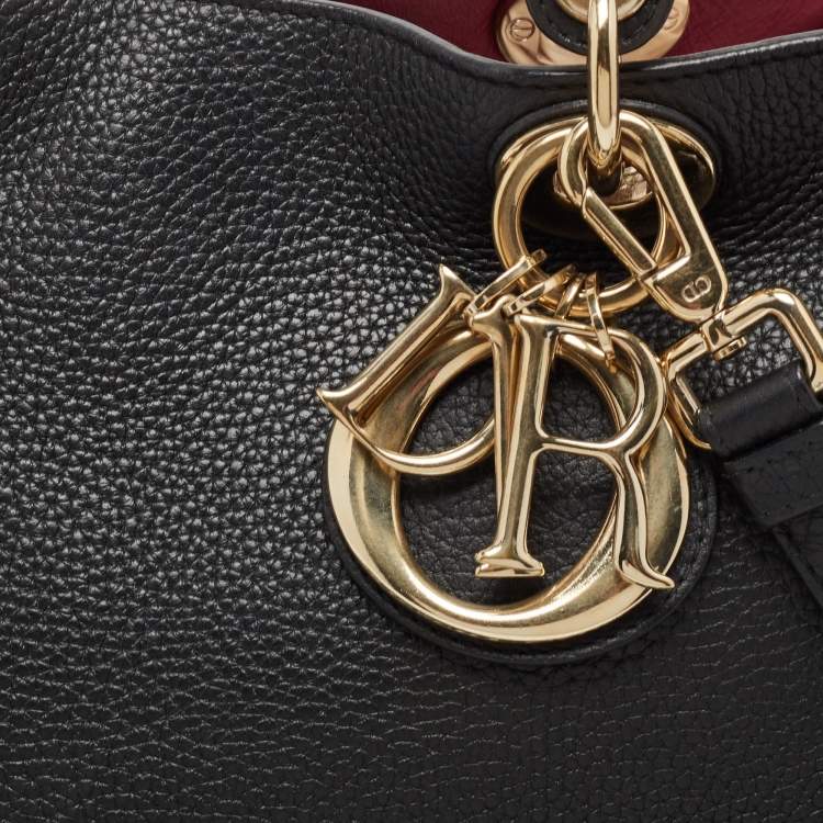 Pre Owned Dior Black Leather Medium Diorissimo Shopper Tote