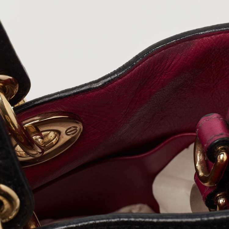 Pre Owned Dior Black Leather Medium Diorissimo Shopper Tote