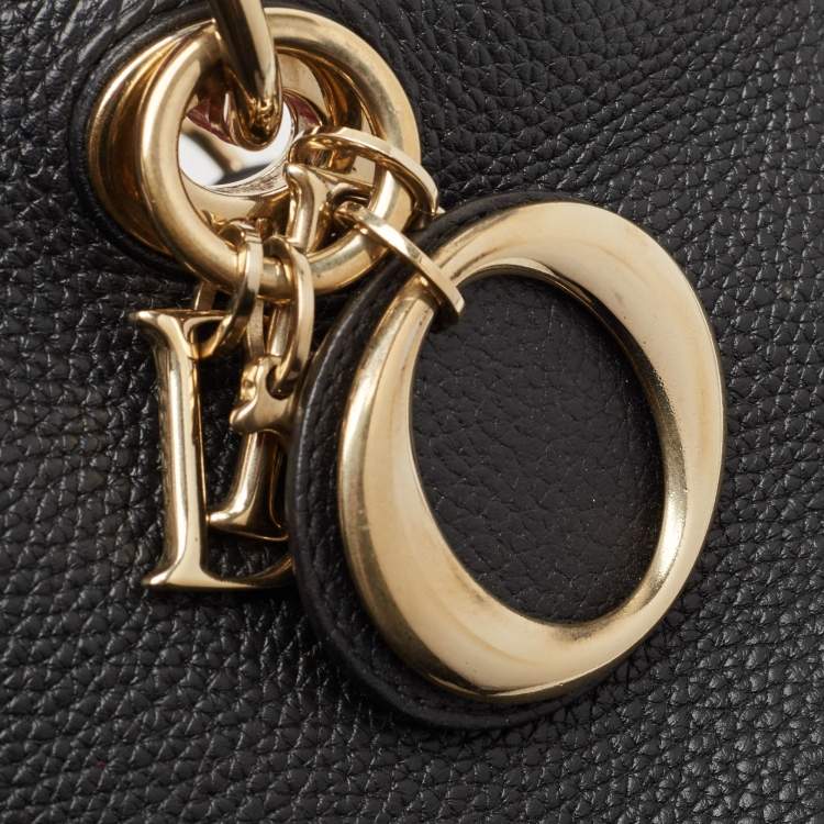 Pre Owned Dior Black Leather Medium Diorissimo Shopper Tote