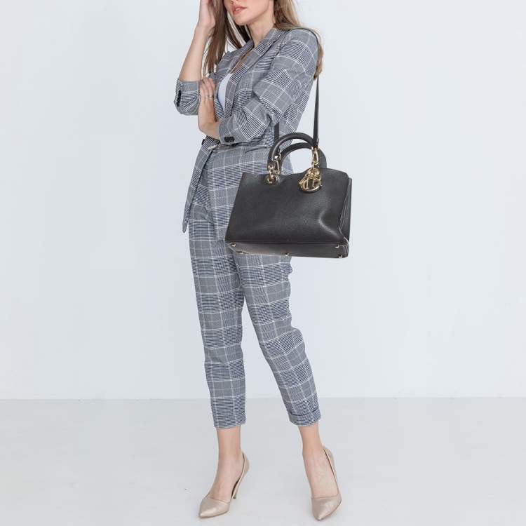 Pre Owned Dior Black Leather Medium Diorissimo Shopper Tote