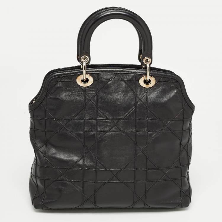 Pre Owned Dior Black Cannage Leather Granville Tote