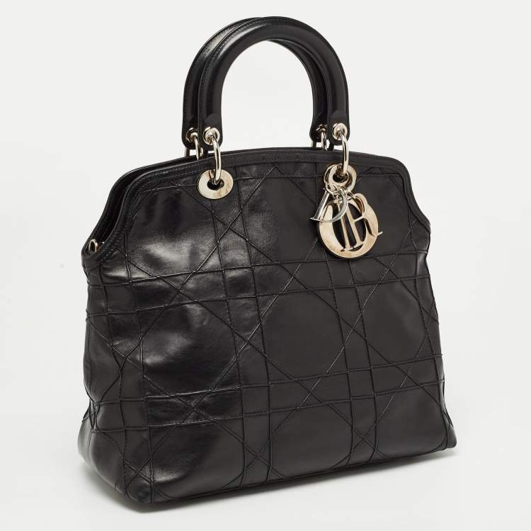 Pre Owned Dior Black Cannage Leather Granville Tote