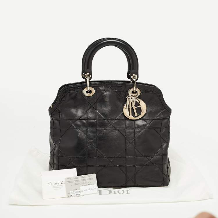 Pre Owned Dior Black Cannage Leather Granville Tote