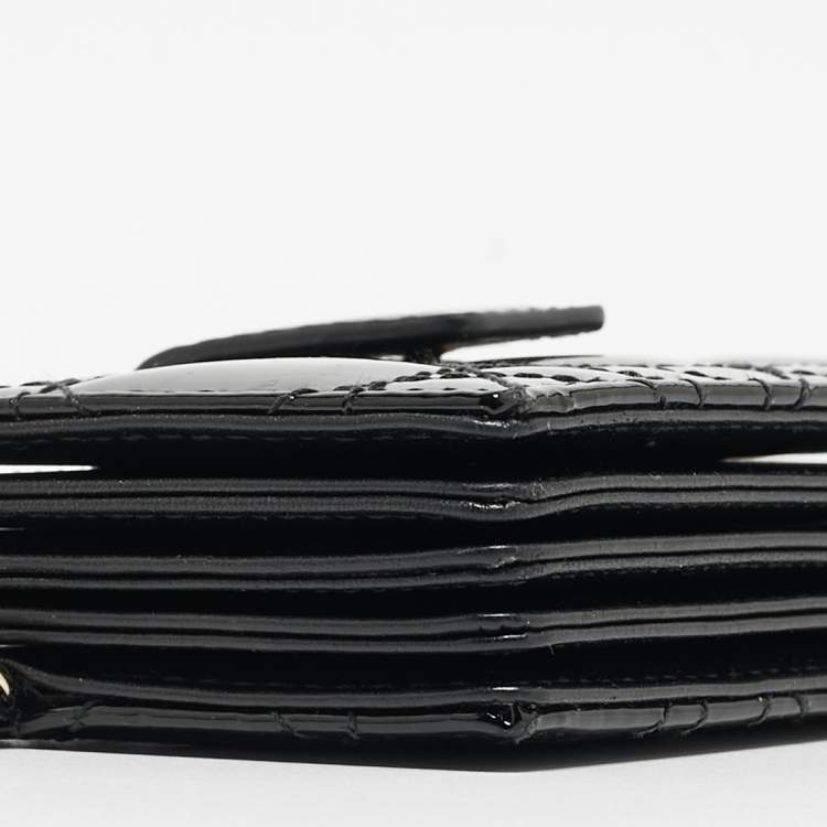Pre Owned Dior Black Cannage Patent Leather Lady Dior 5 Gusset Card Holder