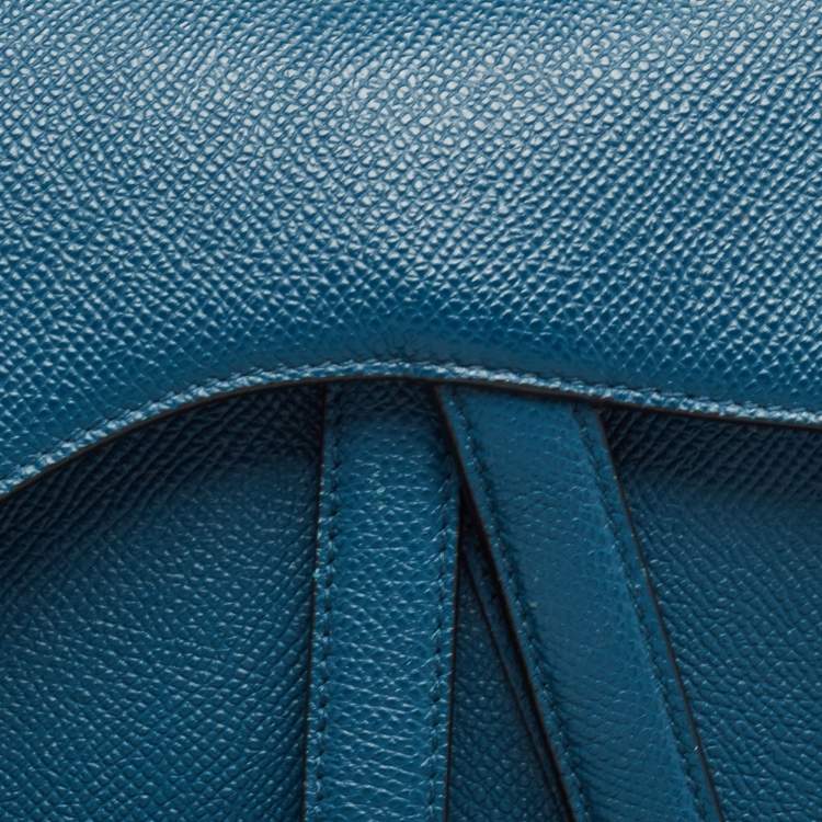 Pre Owned Dior Teal Blue Leather Saddle Shoulder Bag
