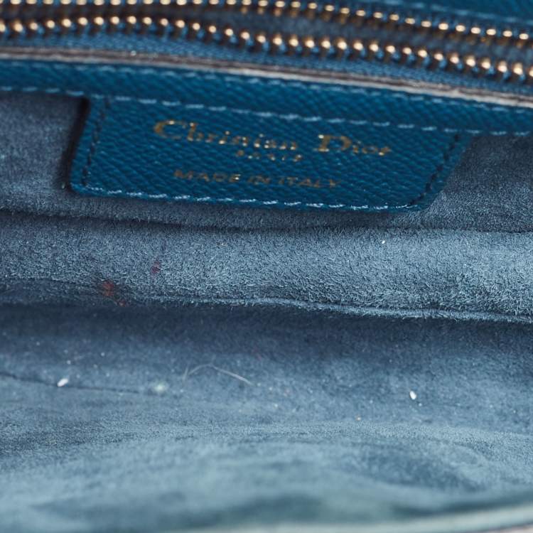 Pre Owned Dior Teal Blue Leather Saddle Shoulder Bag