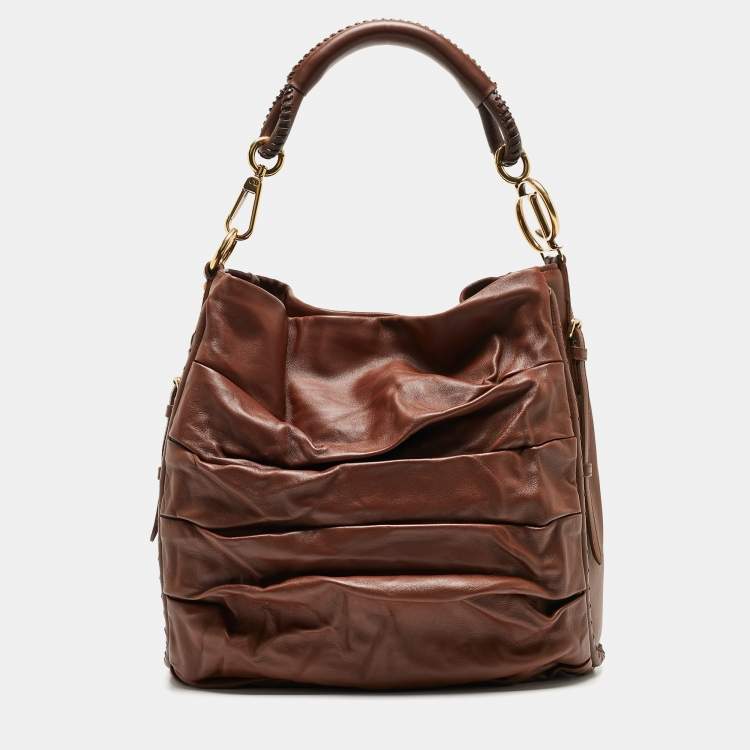 Pre Owned Dior Dark Brown Leather Libertine Hobo