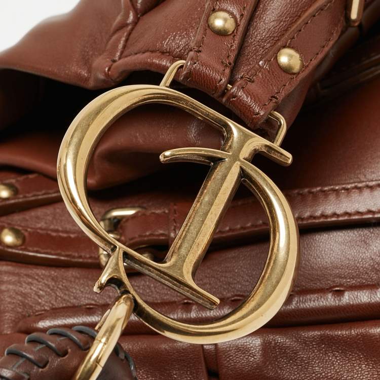 Pre Owned Dior Dark Brown Leather Libertine Hobo