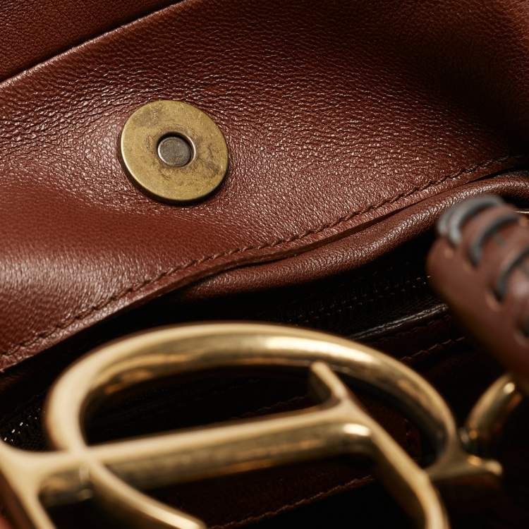 Pre Owned Dior Dark Brown Leather Libertine Hobo