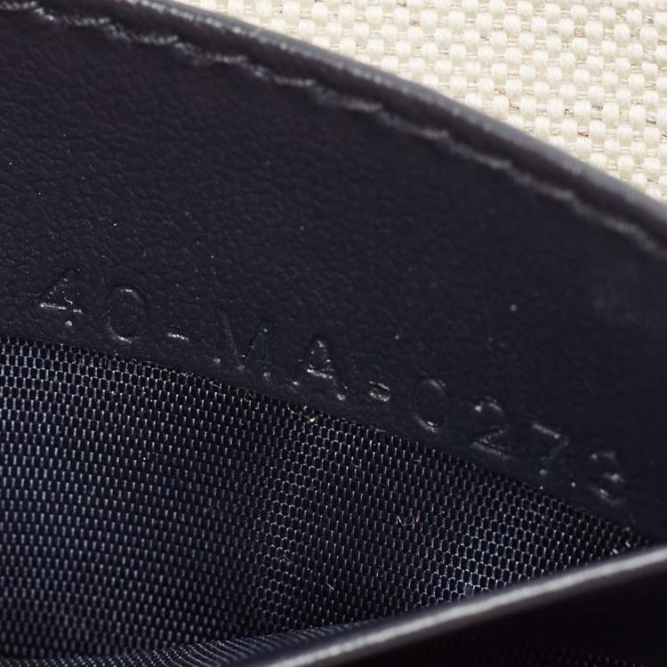 Pre Owned Dior Navy Blue/Beige Oblique Canvas Saddle Chain Pouch