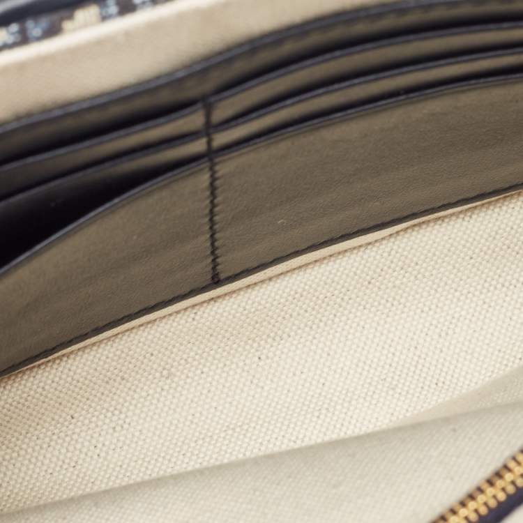 Pre Owned Dior Navy Blue/Beige Oblique Canvas Saddle Chain Pouch