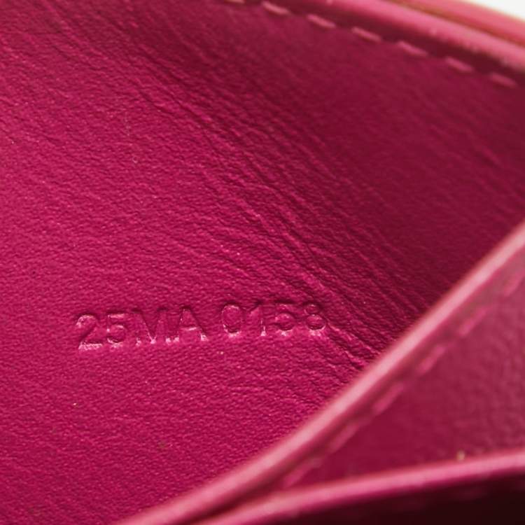 Pre Owned Dior Pink Cannage Patent Leather Lady Dior 5 Gusset Card Holder