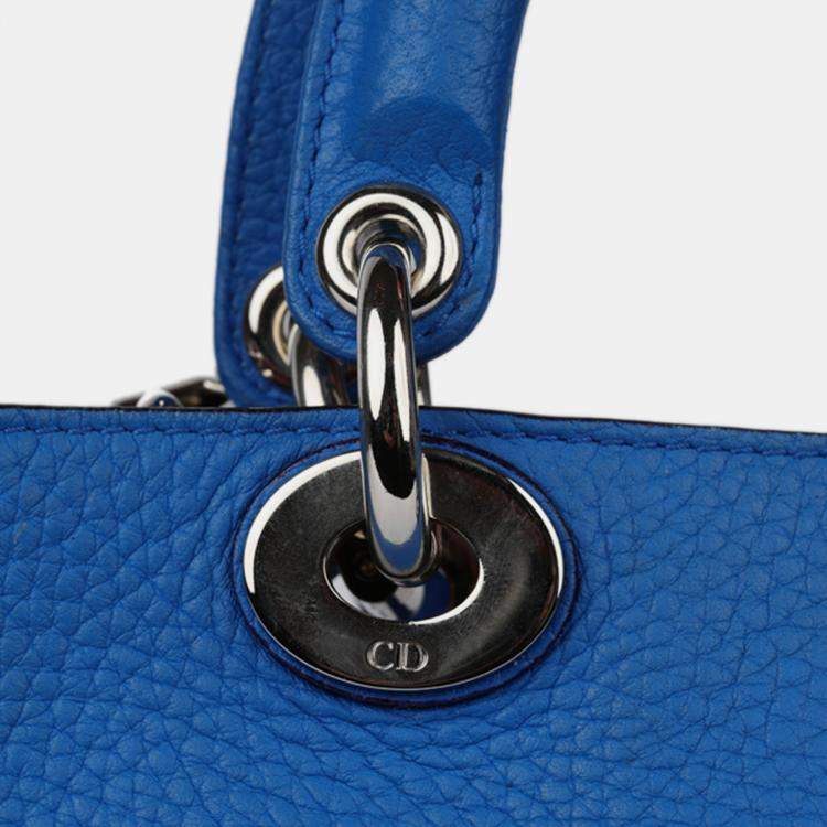 Pre Owned Dior diorissimo mini  electric blue grained calf leather SHW small Bag