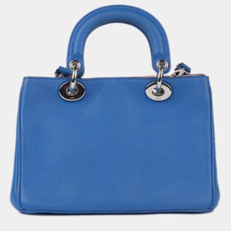 Pre Owned Dior diorissimo mini  electric blue grained calf leather SHW small Bag