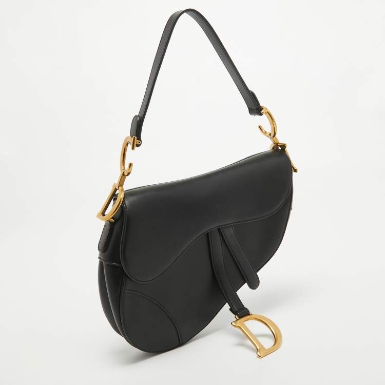 Pre Owned Dior Black Leather Saddle Bag