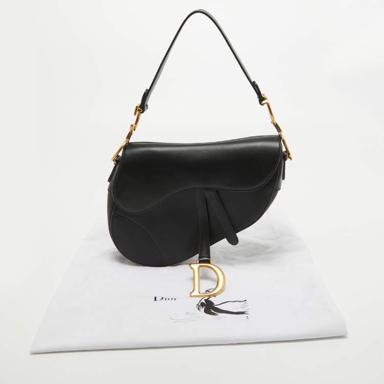 Pre Owned Dior Black Leather Saddle Bag
