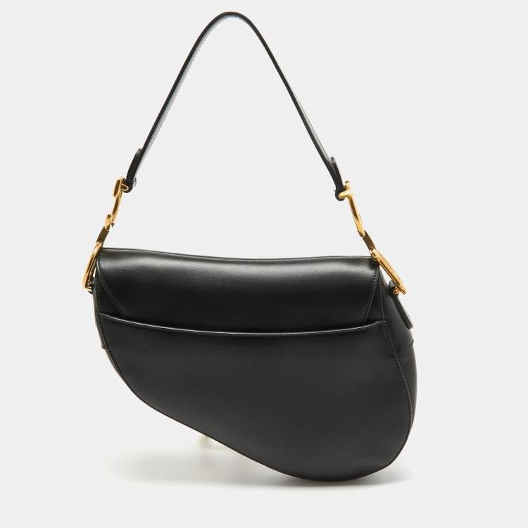 Pre Owned Dior Black Leather Saddle Bag
