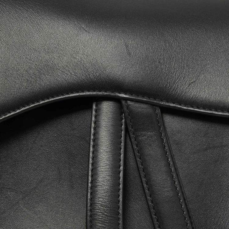 Pre Owned Dior Black Leather Saddle Bag