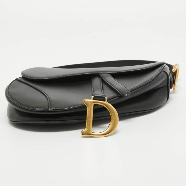 Pre Owned Dior Black Leather Saddle Bag
