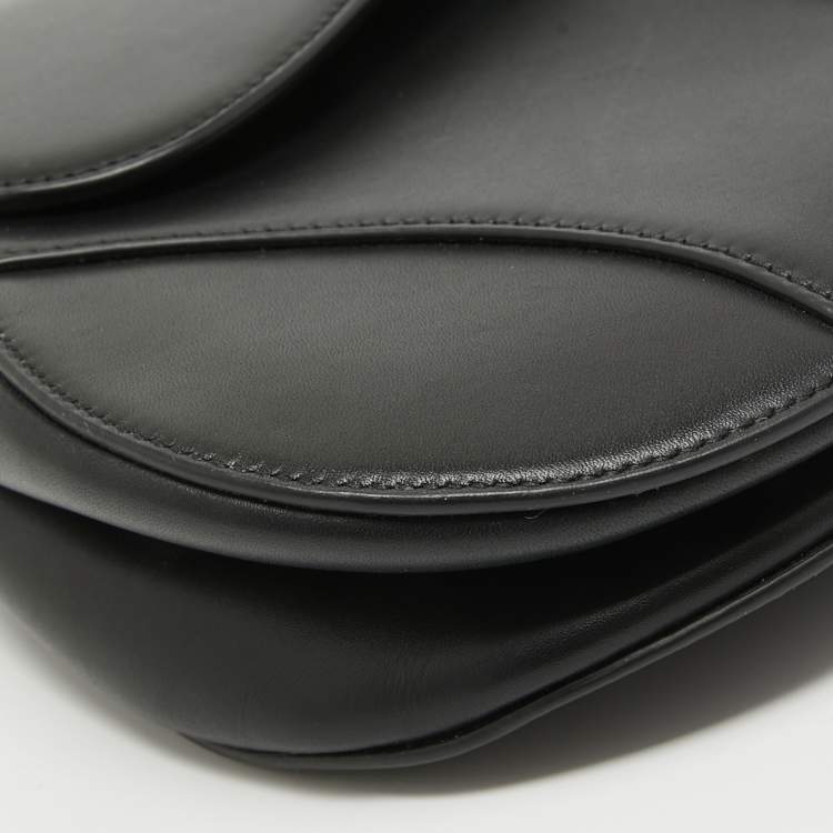 Pre Owned Dior Black Leather Saddle Bag