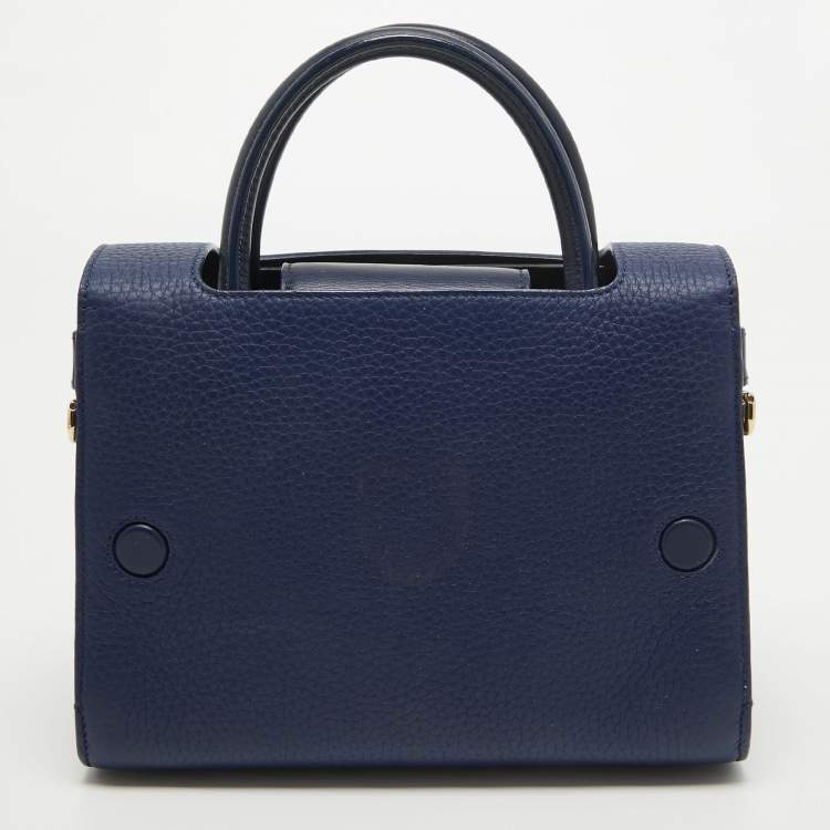 Pre Owned Dior Blue Leather Mini Diorever Top Handle Bag