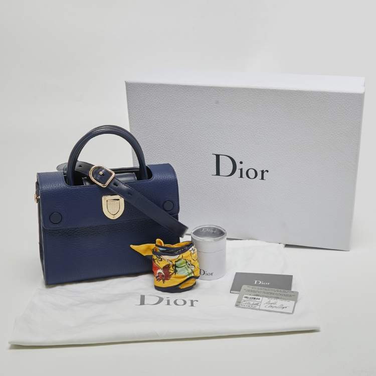 Pre Owned Dior Blue Leather Mini Diorever Top Handle Bag