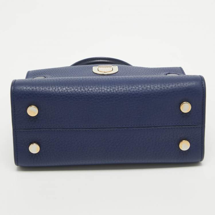 Pre Owned Dior Blue Leather Mini Diorever Top Handle Bag