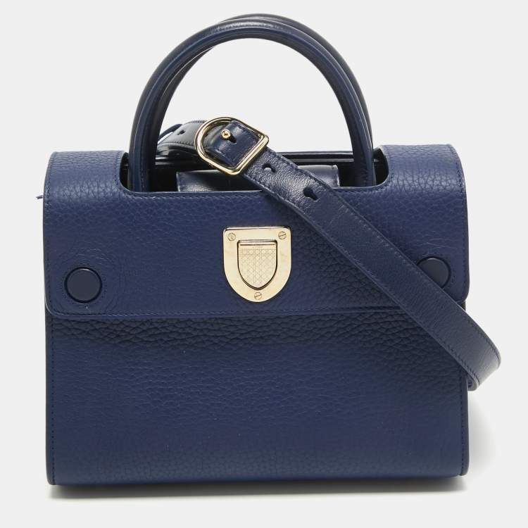 Pre Owned Dior Blue Leather Mini Diorever Top Handle Bag