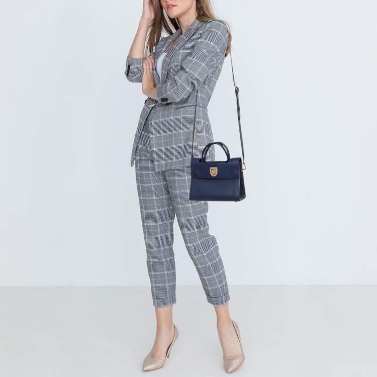 Pre Owned Dior Blue Leather Mini Diorever Top Handle Bag