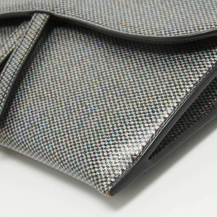 Pre Owned Dior Multicolor Printed Leather Saddle Wallet on Chain