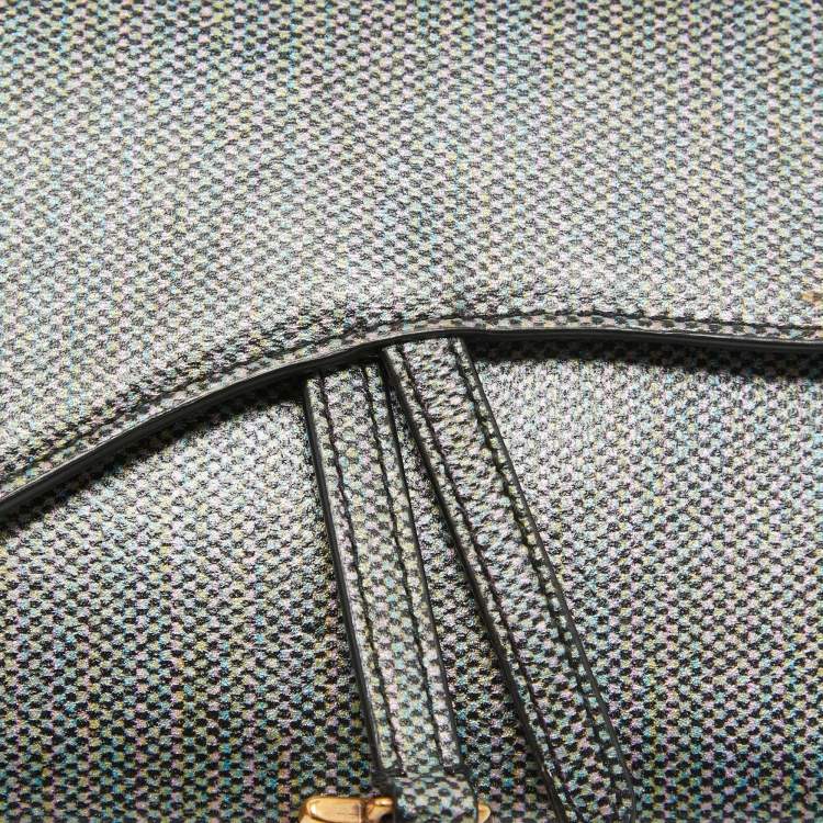 Pre Owned Dior Multicolor Printed Leather Saddle Wallet on Chain