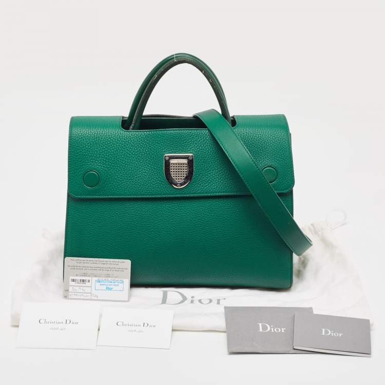 Pre Owned Dior Green Leather Medium Diorever Bag