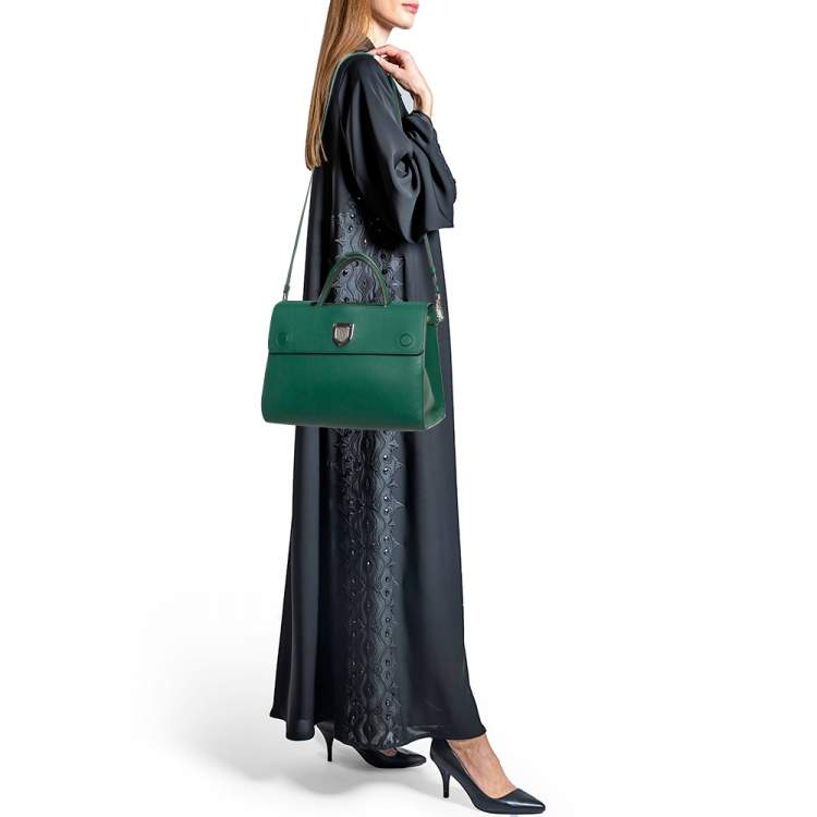 Pre Owned Dior Green Leather Medium Diorever Bag