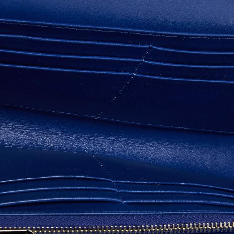 Pre Owned Dior Navy Blue Leather Diorama Wallet On Chain