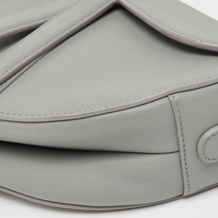 Pre Owned Dior Grey Ultramatte Leather Saddle Shoulder Bag