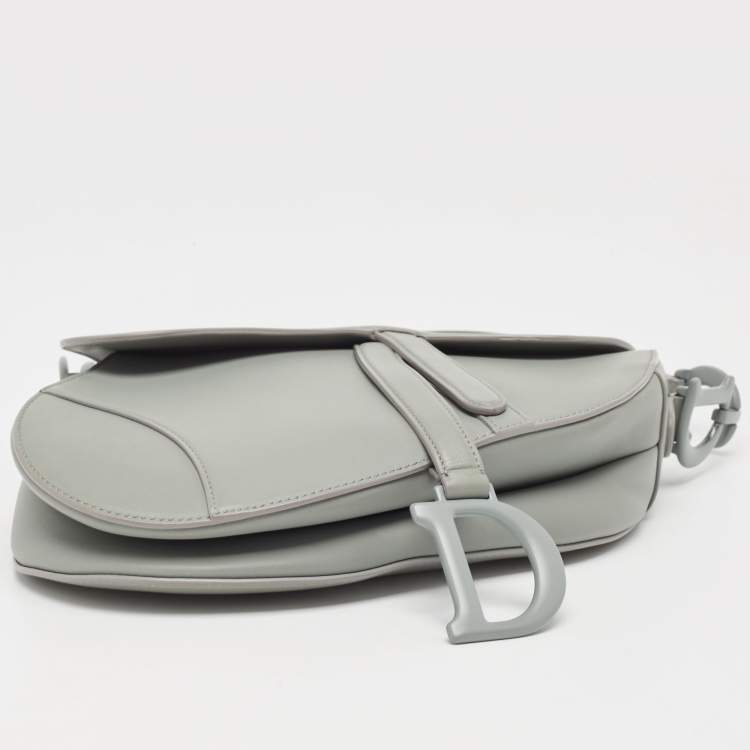 Pre Owned Dior Grey Ultramatte Leather Saddle Shoulder Bag