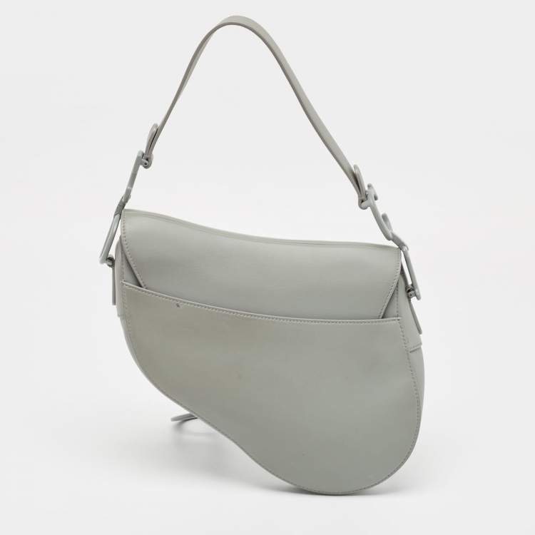 Pre Owned Dior Grey Ultramatte Leather Saddle Shoulder Bag