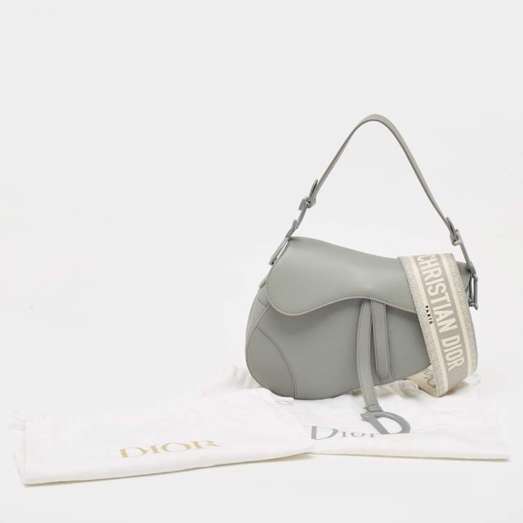 Pre Owned Dior Grey Ultramatte Leather Saddle Shoulder Bag