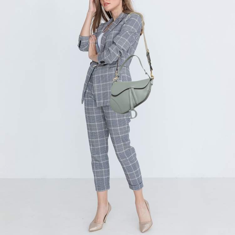 Pre Owned Dior Grey Ultramatte Leather Saddle Shoulder Bag
