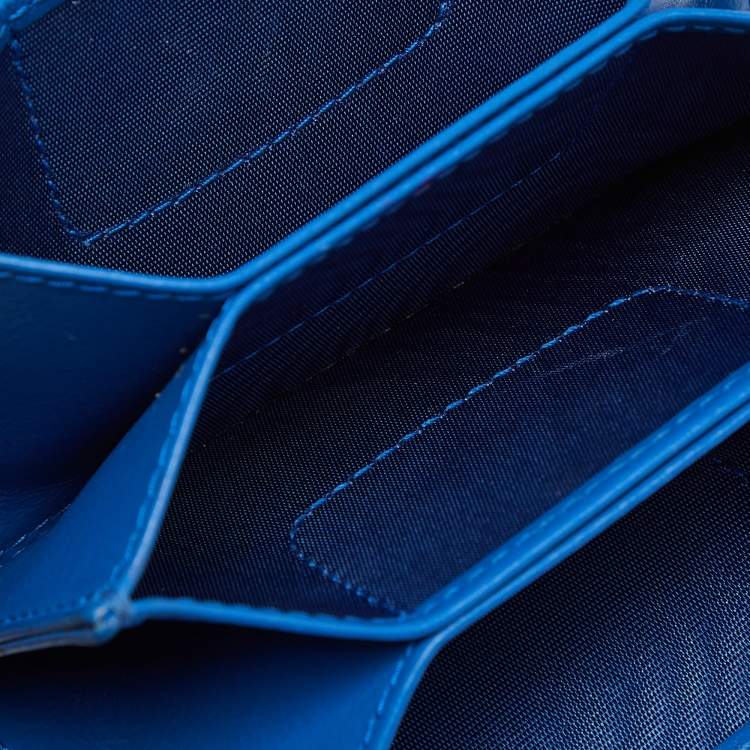 مملوكة مسبقًا Dior Blue Cannage Patent Leather 5 Gusset Card Holder
