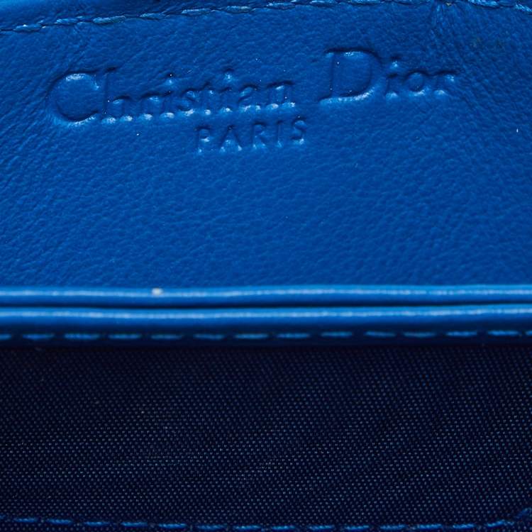 مملوكة مسبقًا Dior Blue Cannage Patent Leather 5 Gusset Card Holder