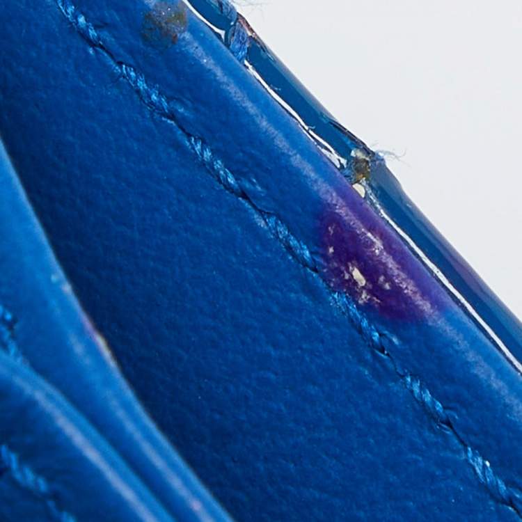 مملوكة م�سبقًا Dior Blue Cannage Patent Leather 5 Gusset Card Holder